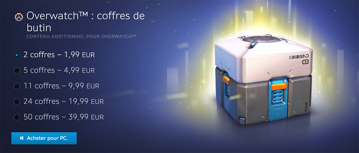 Le prix des coffres de butin Overwatch