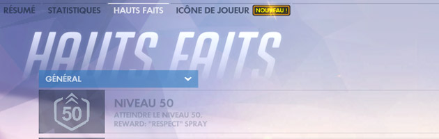 Les hauts-faits de la catégorie Général dans Overwatch