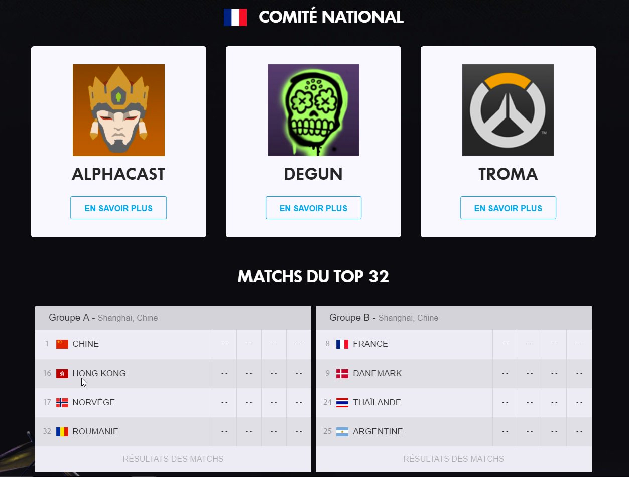 Alphacast, Degun et Troma sont les trois sélectionneurs de l'équipe de France d'Overwatch