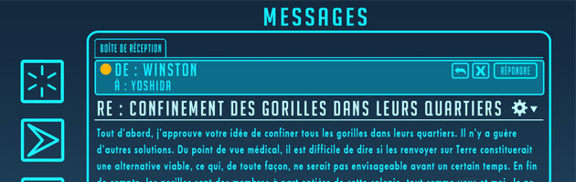 Message du Dr Winston à Yoshida