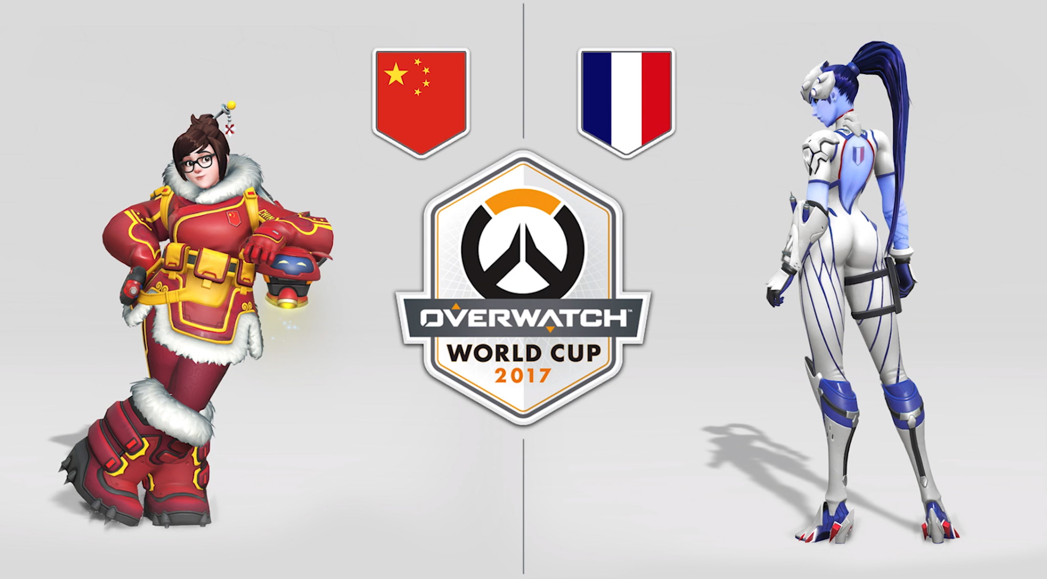 Skins des héros pour la Chine et la France lors de l'Overwatch World Cup 2017