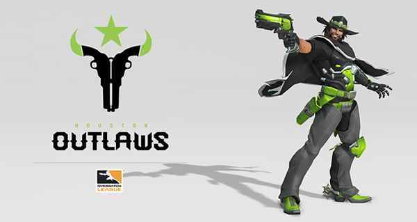 overwatch league : logo houston outlaws et skin mccree