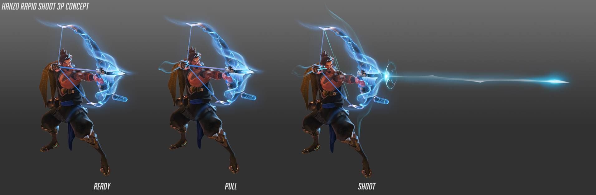 Concept art de Tir rapide, prochaine capacité d'Hanzo