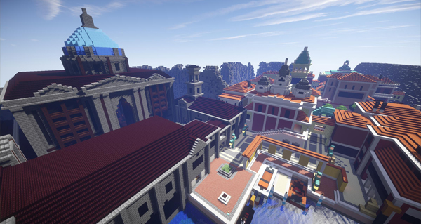 overwatch : la map rialto recreee dans minecraft par halvencyon