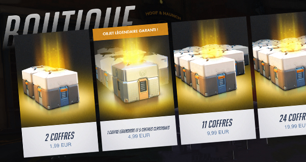 overwatch : lot d'un coffre legendaire et 5 coffres classiques en boutique