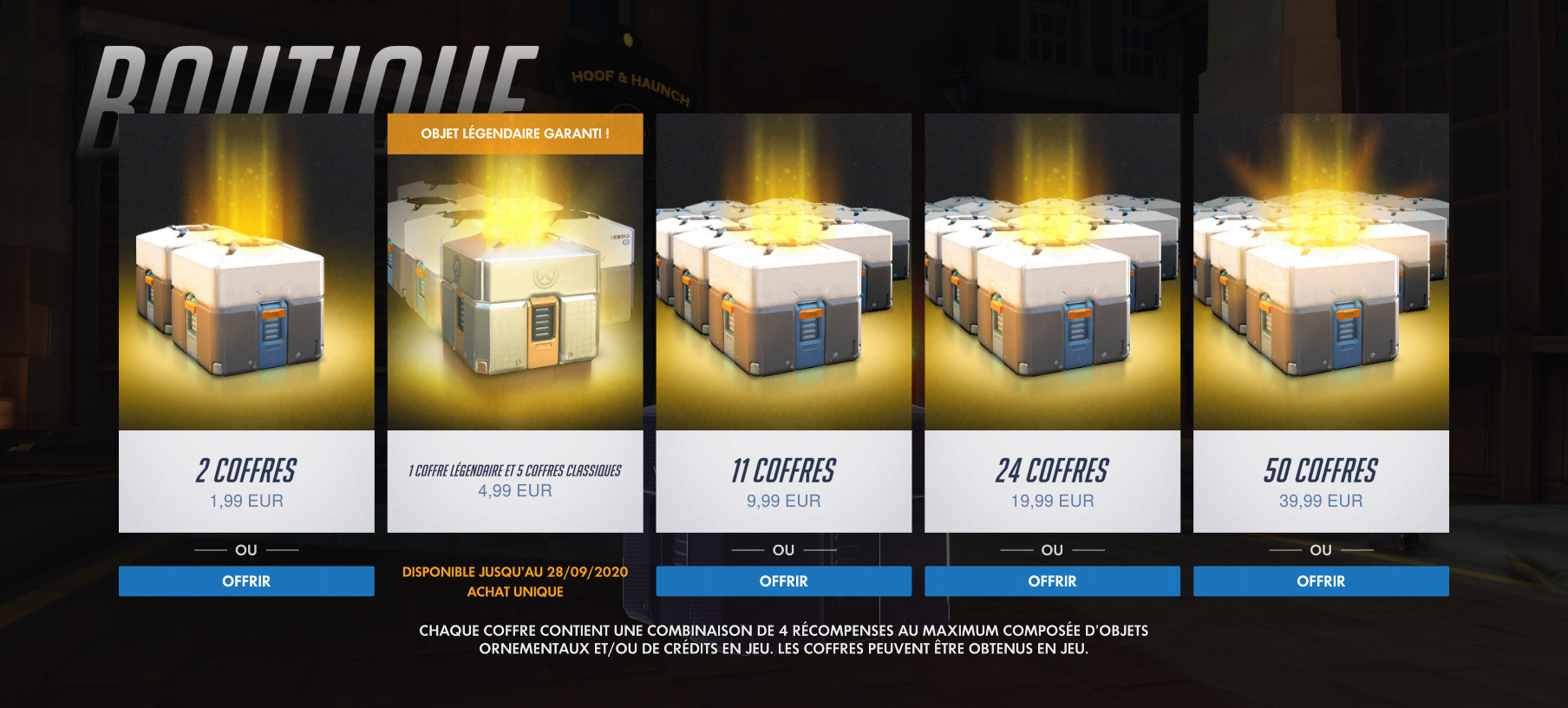 Nouvelle offre promotionnelle dans la boutique Overwatch de Blizzard