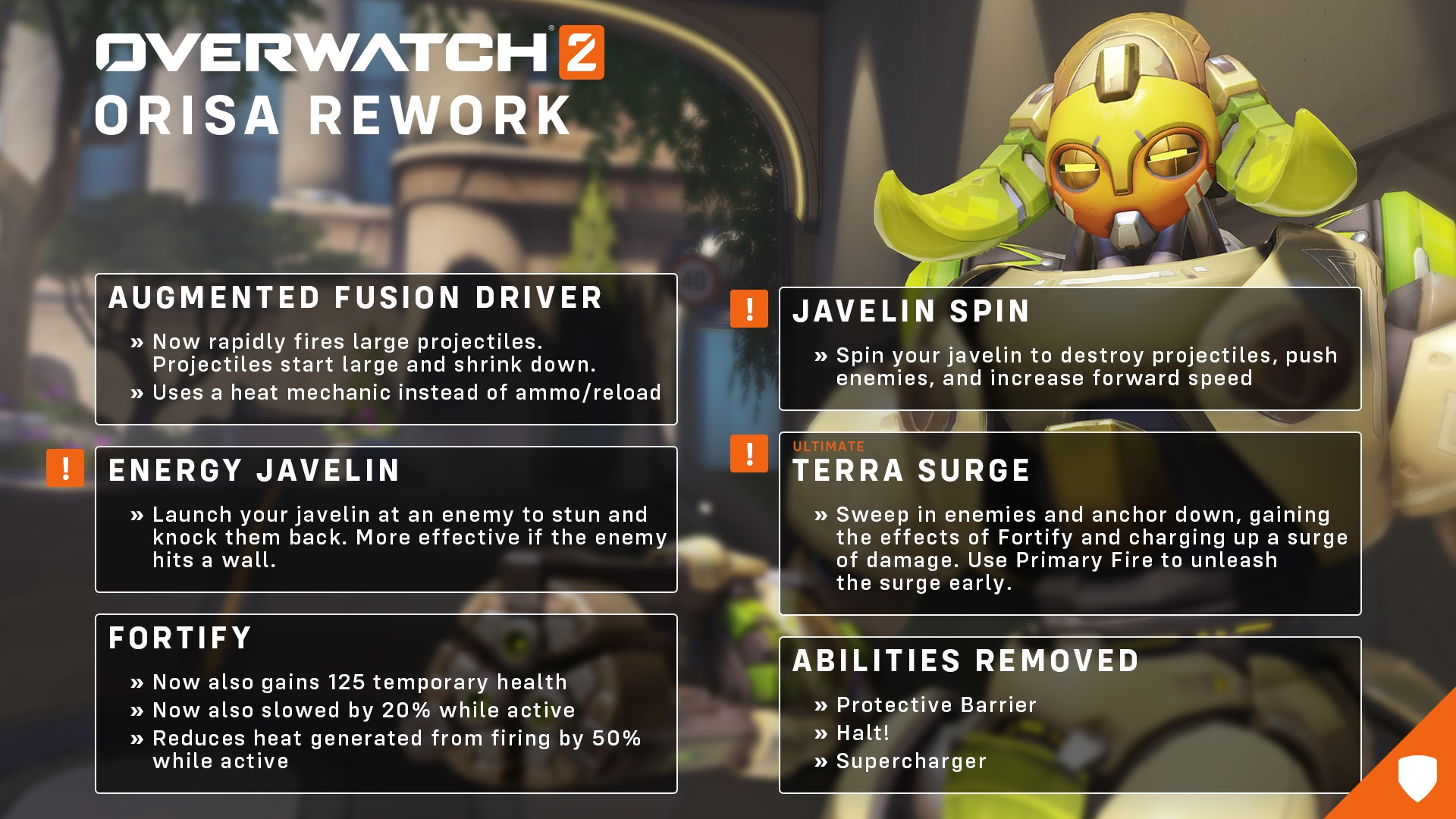 Refonte des capacités d'Orisa pour Overwatch 2