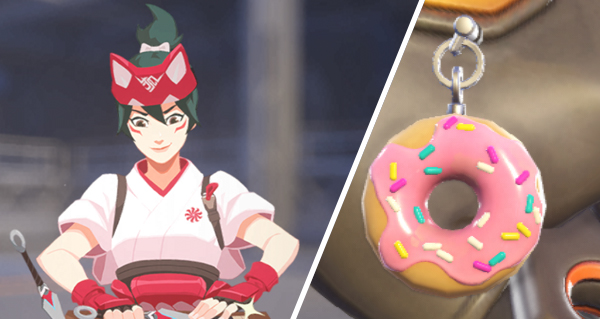 overwatch 2 : nouveaux drop twitch, kiriko razor sharp spray et kiriko donut charm